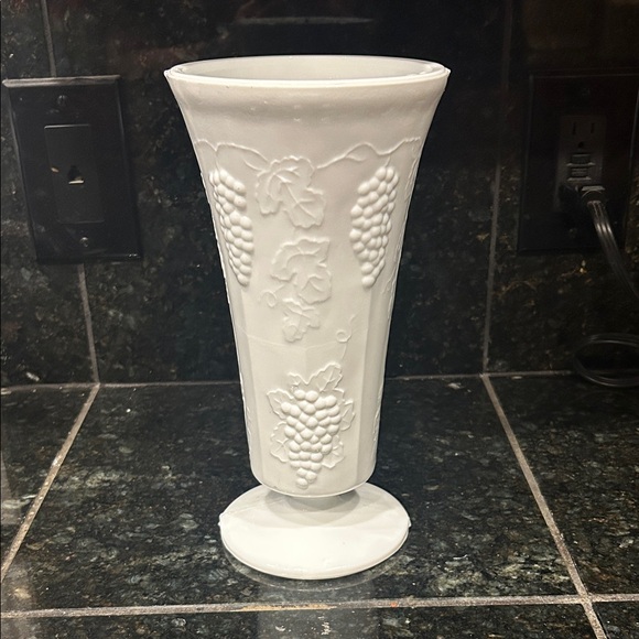 Indiana Glass Other - Vintage Indiana milk glass vase with Harvest Moon pattern. 10 inches tall 5 wide